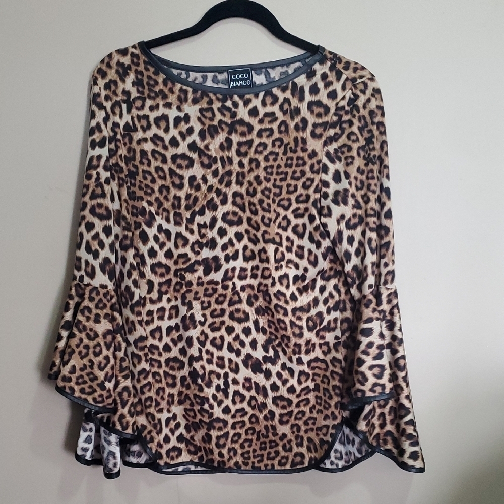 Coco Bianco Tan Cream Boxy Blouse Size Large